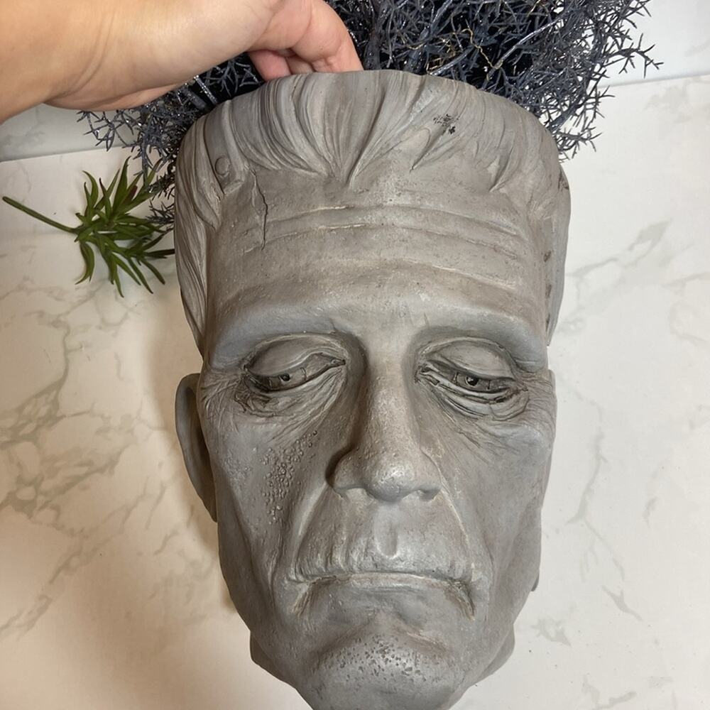 New Viral Martha Stewart Halloween Frankenstein Head Planter Bust Grey Decor - Picture 6 of 6